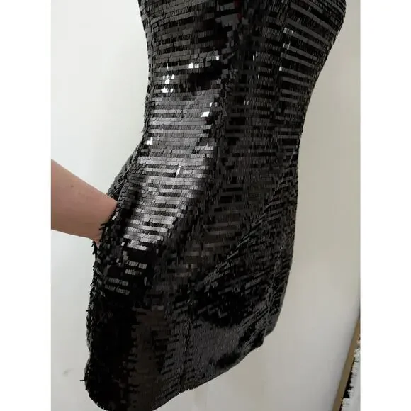 A.L.C. Elsie Strapless Sequin Satin Mini Dress - Black - Picture 7 of 16